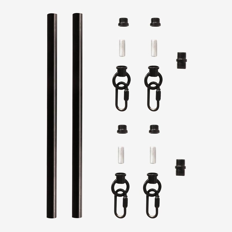 Giluta Threaded Extension Rod for Pendant Light Island Lighting Chandeliers, 2 Rods M10 Lighting Fixture Downrods and Stem 11.8 Inches Matte Black with Chain Link Connectors - Image 1